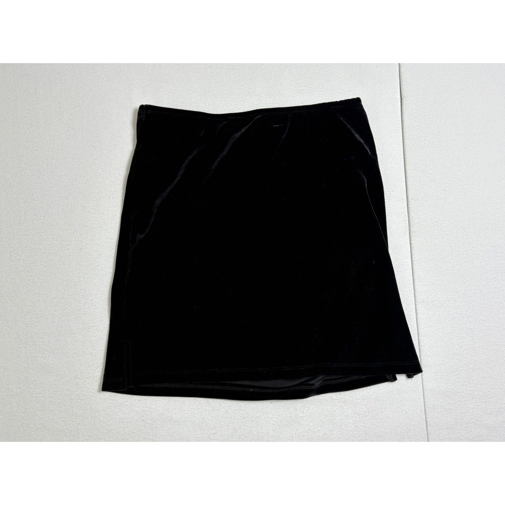 Davida USA Womens Black Velvet Mini Skirt Side Slit Stretch Y2K 90s Made in USA